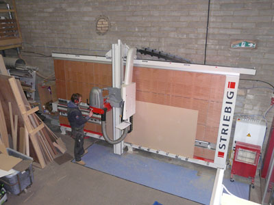 The Striebig Control saw sizes a panel at ASL Projects 