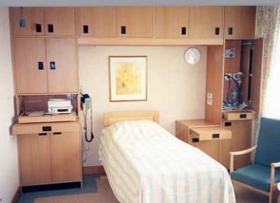 The furniture in this hospital maternity suite is an example of the fine quality work turned out by Dixon Timber Products.