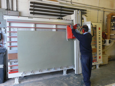 The Striebig Compact vertical panel saw bought by R.A. White & Sons 
